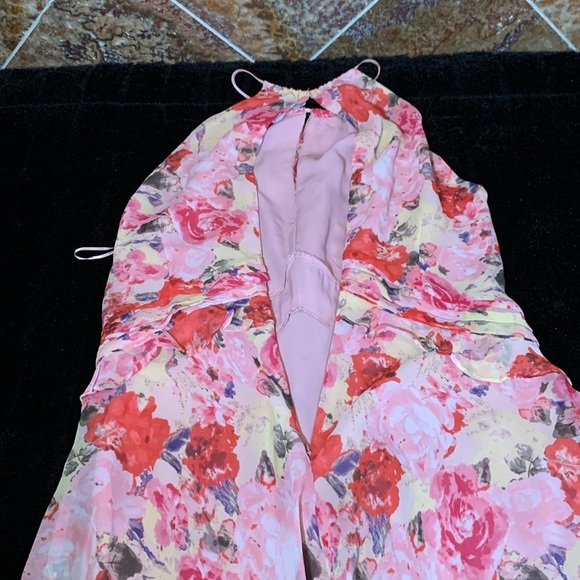 Floret Studios Floral Ruffle Waist A-line Dress in Pink Floral Size Large - Picture 13 of 16